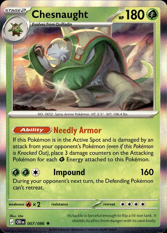 POKEMON CHESNAUGHT 007/086 CHAOS RISING  HOLO LP