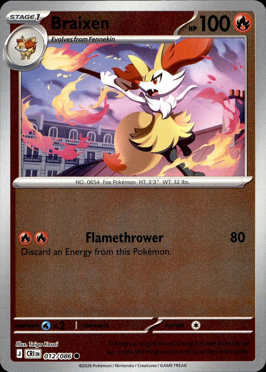 POKEMON BRAIXEN 012/086 CHAOS RISING  REVERSE HOLO LP
