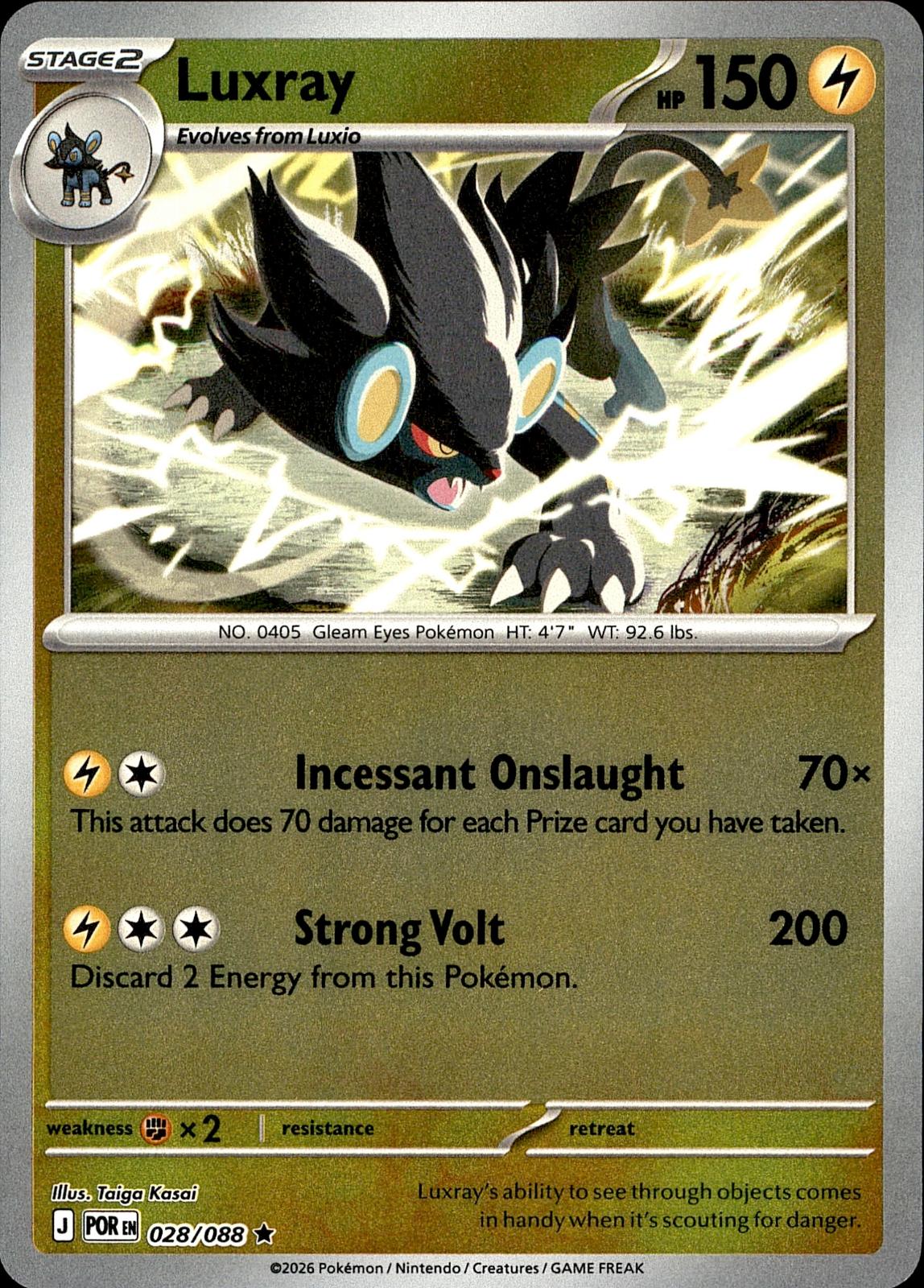 POKEMON LUXRAY 028/088 PERFECT ORDER  REVERSE HOLO LP
