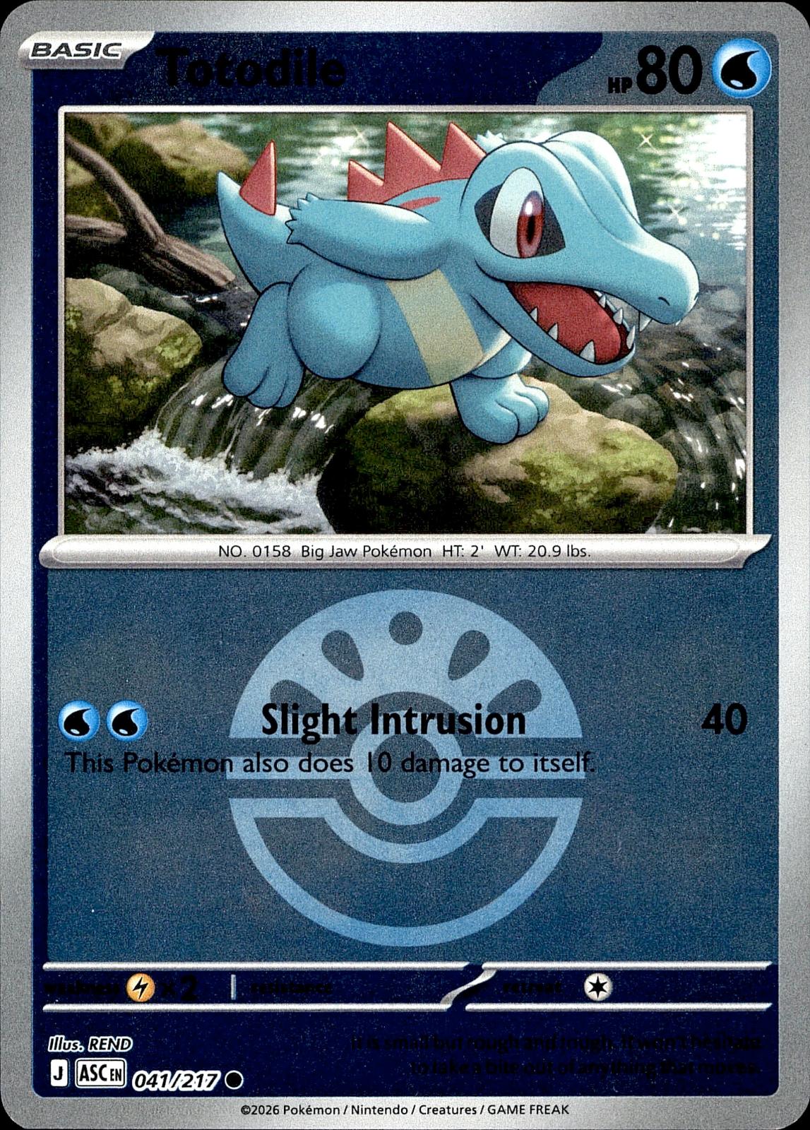 POKEMON TOTODILE (FRIEND BALL) 041/217 ASCENDED HEROES  REVERSE HOLO LP