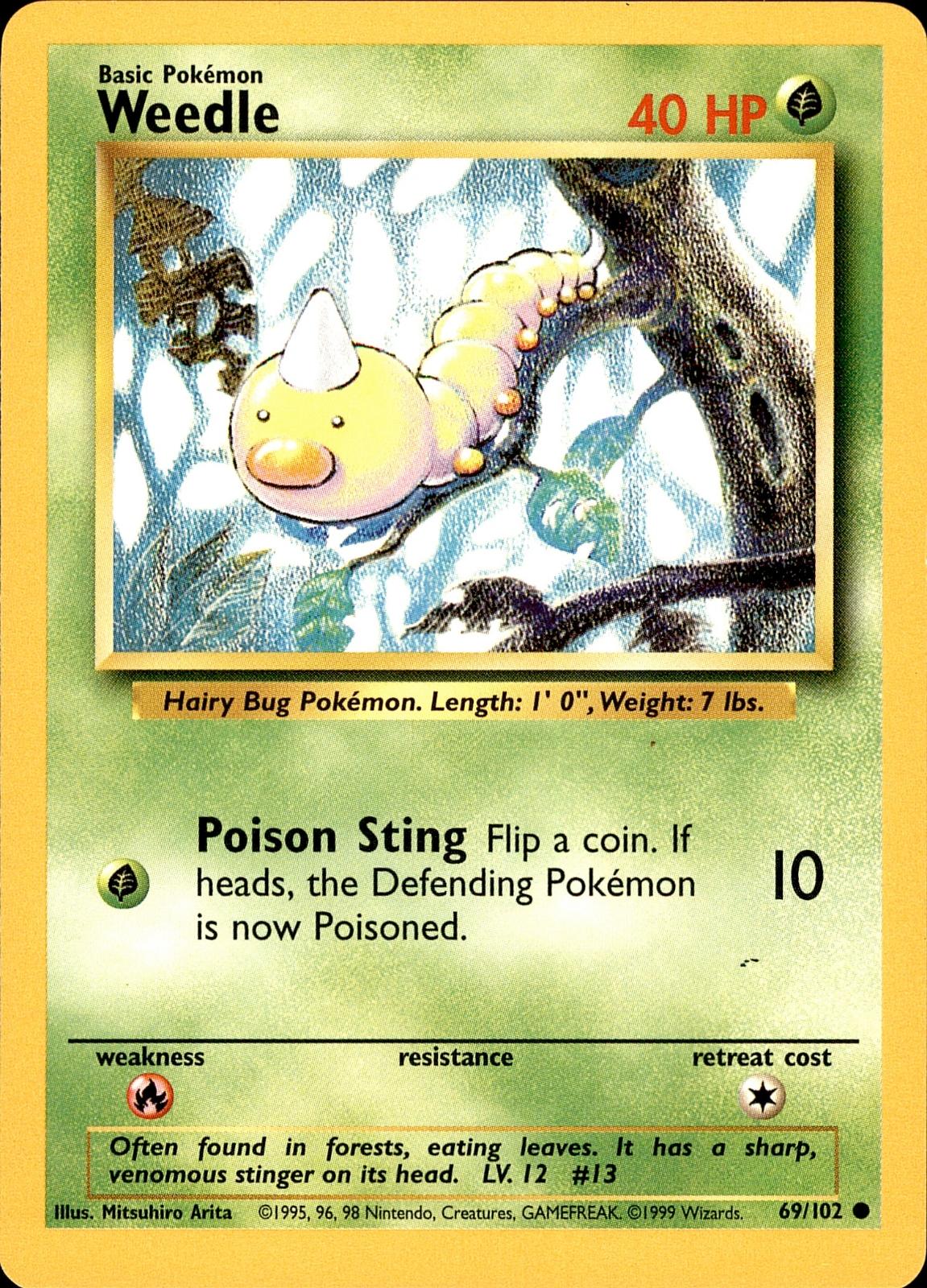POKEMON WEEDLE 69 BASE SET Unlimited 102  LP