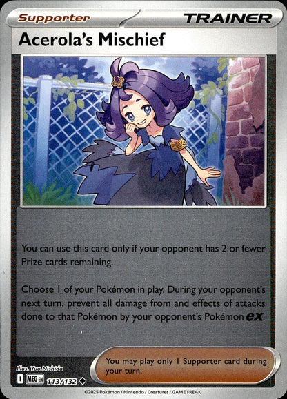 POKEMON ACEROLA'S MISCHIEF 180/217 ASCENDED HEROES  REVERSE HOLO LP