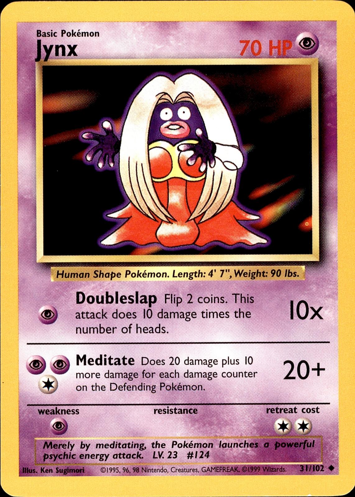 POKEMON JYNX 31 BASE SET Unlimited 102  LP