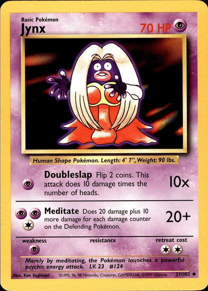 POKEMON JYNX 31 BASE SET Unlimited 102  LP
