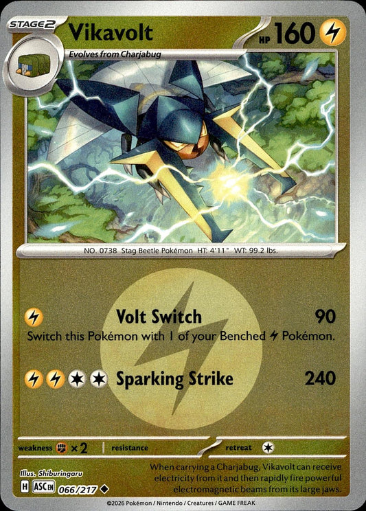 POKEMON VIKAVOLT (ENERGY SYMBOL PATTERN) 066/217 ASCENDED HEROES REVERSE HOLO LP