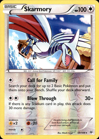 POKEMON SKARMORY 69 ROARING SKIES 108  REVERSE HOLO LP