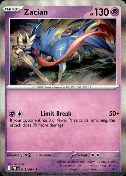 POKEMON ZACIAN 045 PHANTASMAL FLAMES 094  HOLO LP