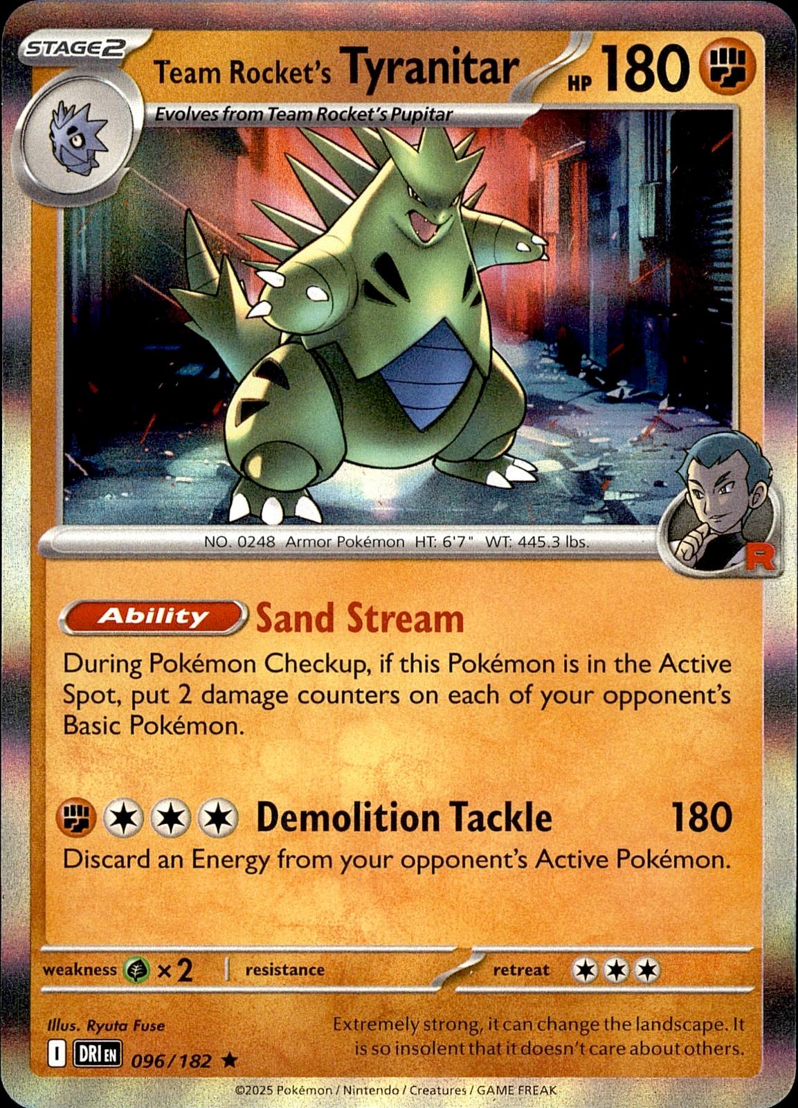 POKEMON TEAM ROCKET'S TYRANITAR 096 DESTINED RIVALS 182  HOLO LP
