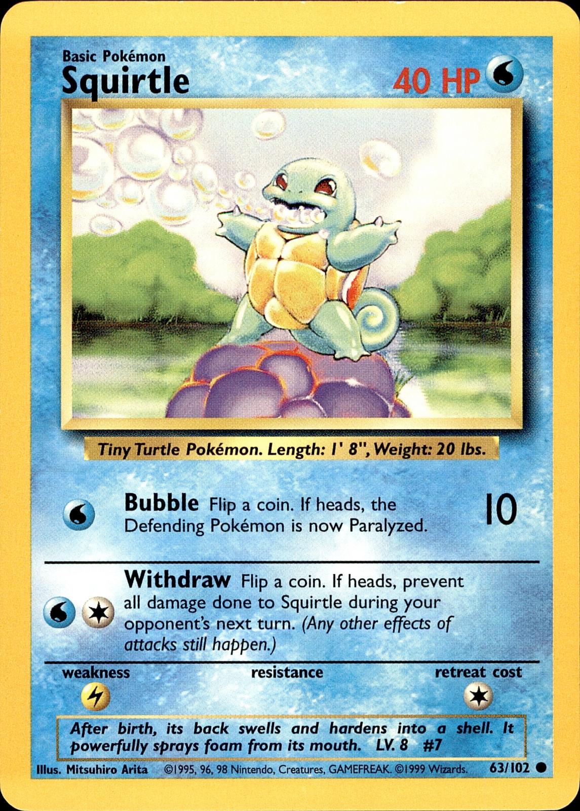 POKEMON SQUIRTLE 63 BASE SET Unlimited 102  LP
