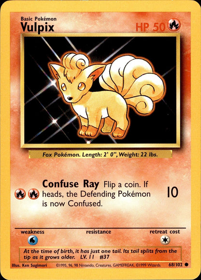 POKEMON VULPIX 68 BASE SET Unlimited 102  LP