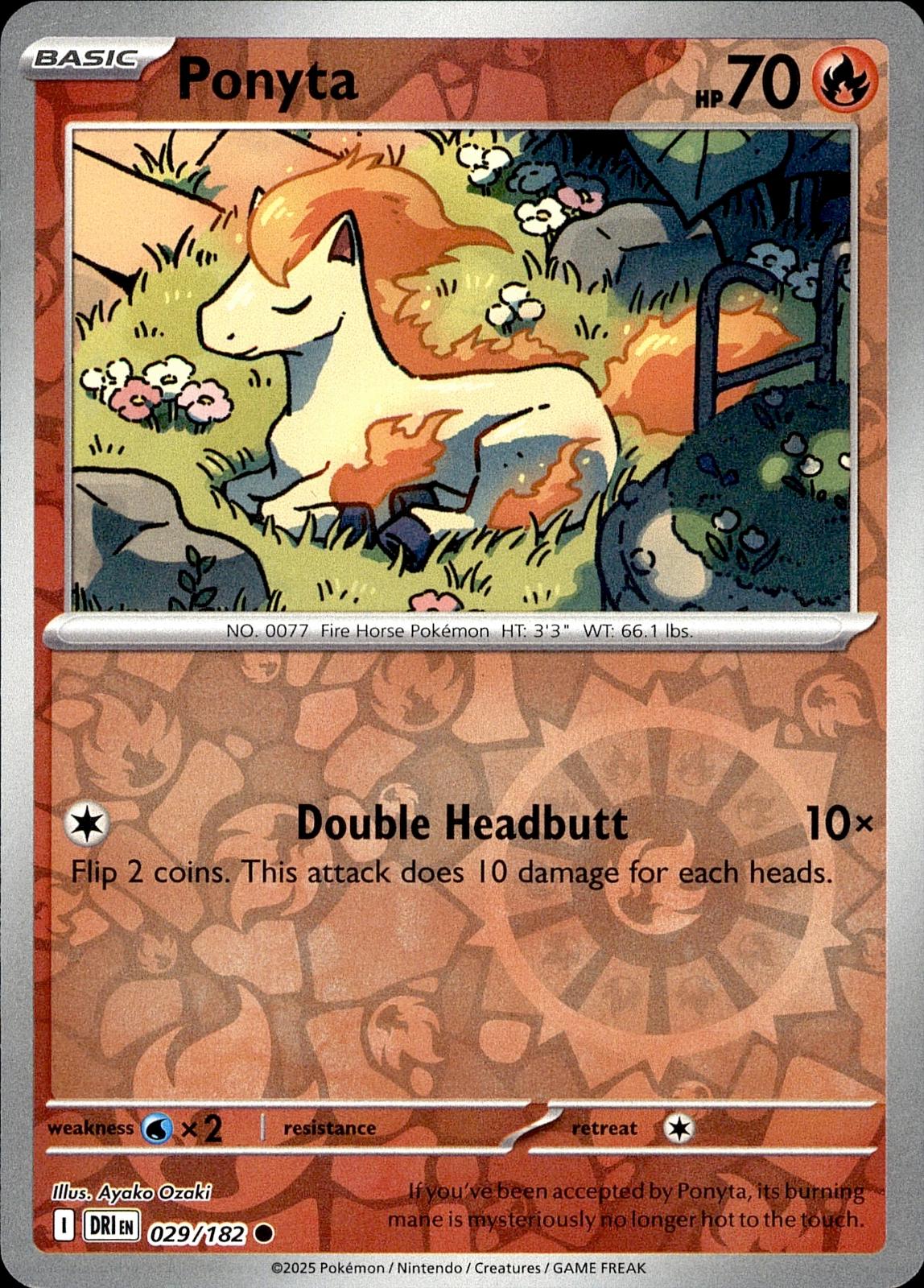 POKEMON PONYTA 029 DESTINED RIVALS 182  REVERSE HOLO LP