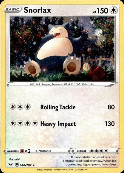 POKEMON SNORLAX 140 SWORD & SHIELD 202  LP