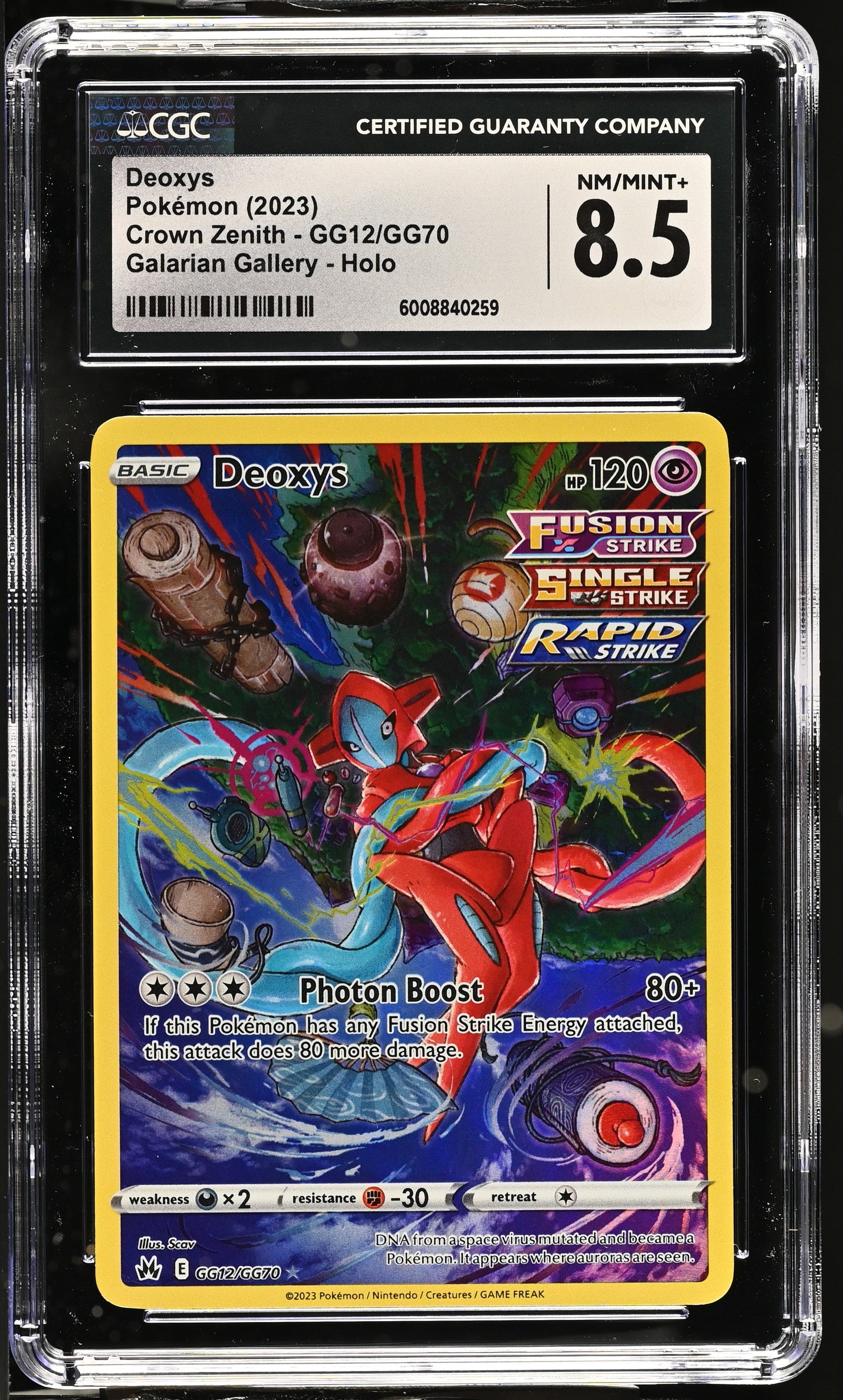 Deoxys GG12/GG70 Galarian Gallery Holo Crown Zenith Pokemon CGC 8.5 Nm/mint+