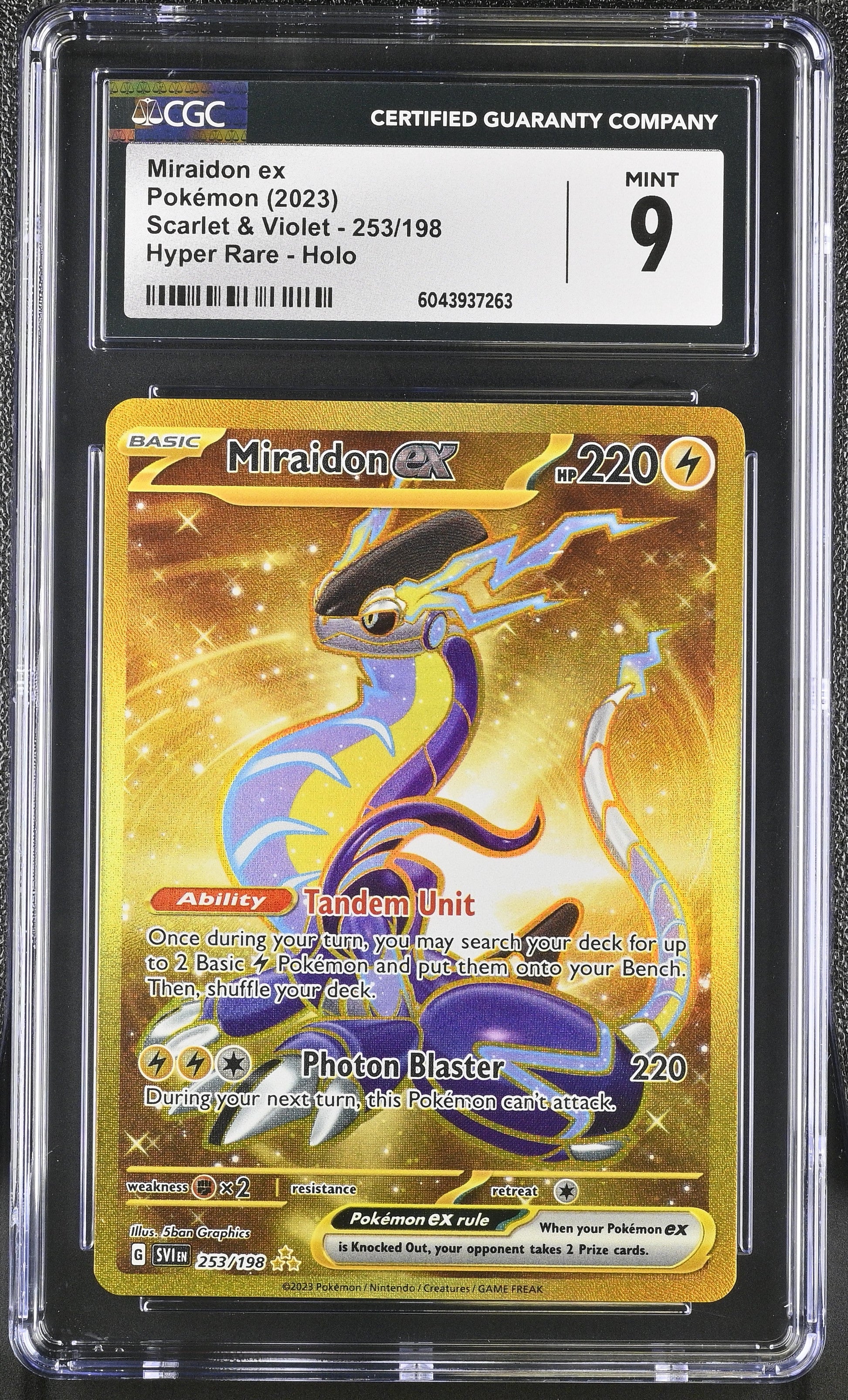 Miraidon EX 253/198 Hyper  Holo Scarlet & Violet Pokemon CGC 9 Mint