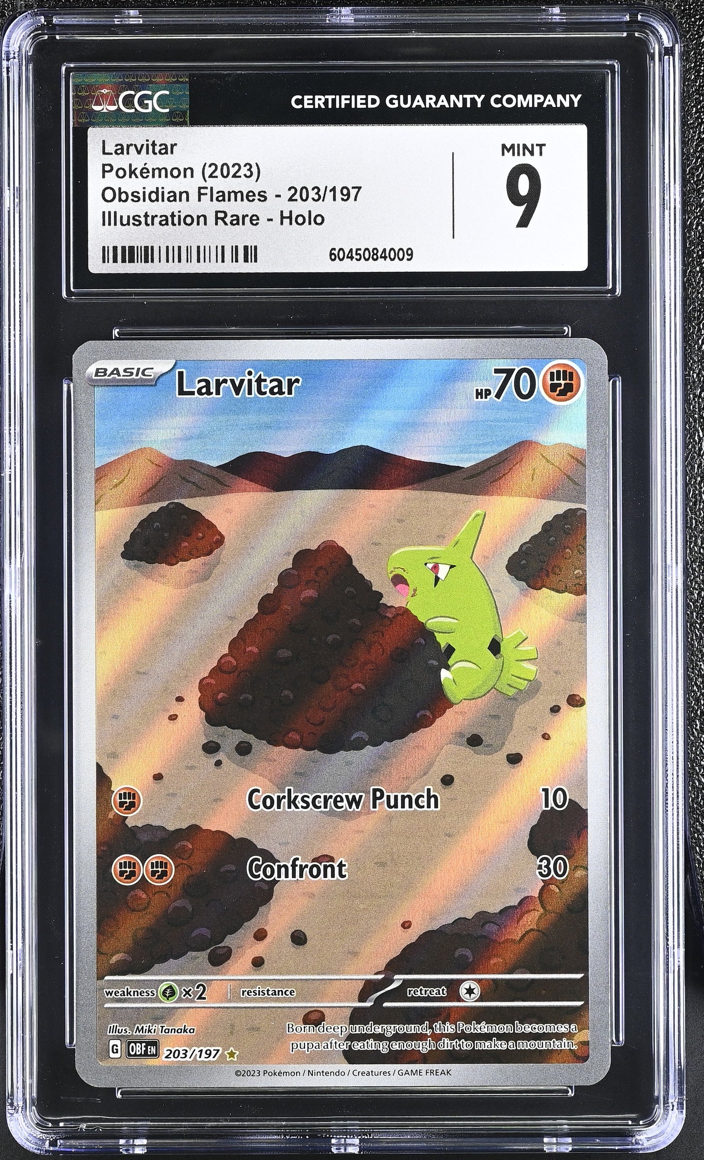 Larvitar 203/197 Illustration  Holo Obsidian Flames Pokemon CGC 9 Mint