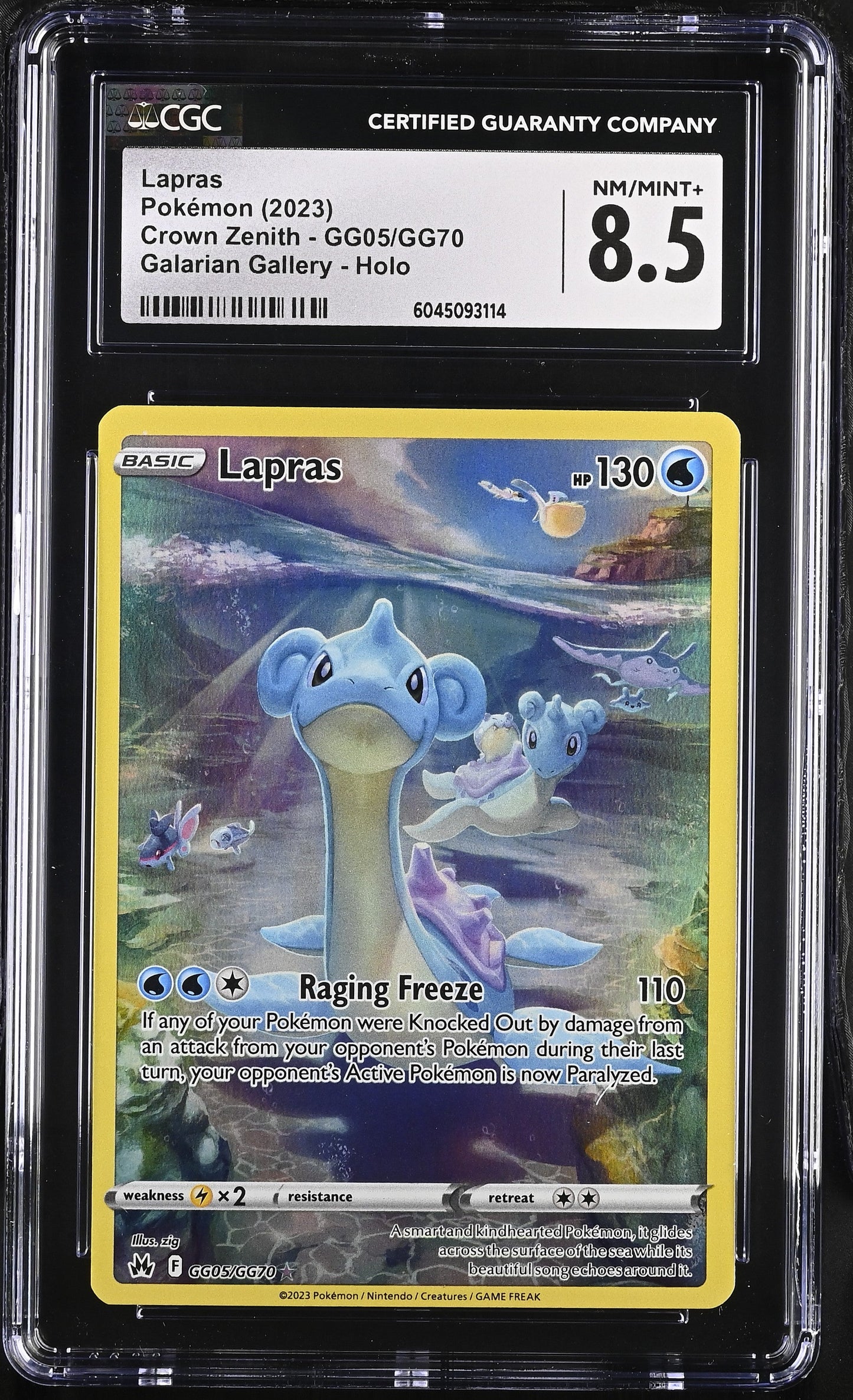Lapras GG05/GG70 Galarian Gallery Holo Crown Zenith Pokemon CGC 8.5 Nm/mint+