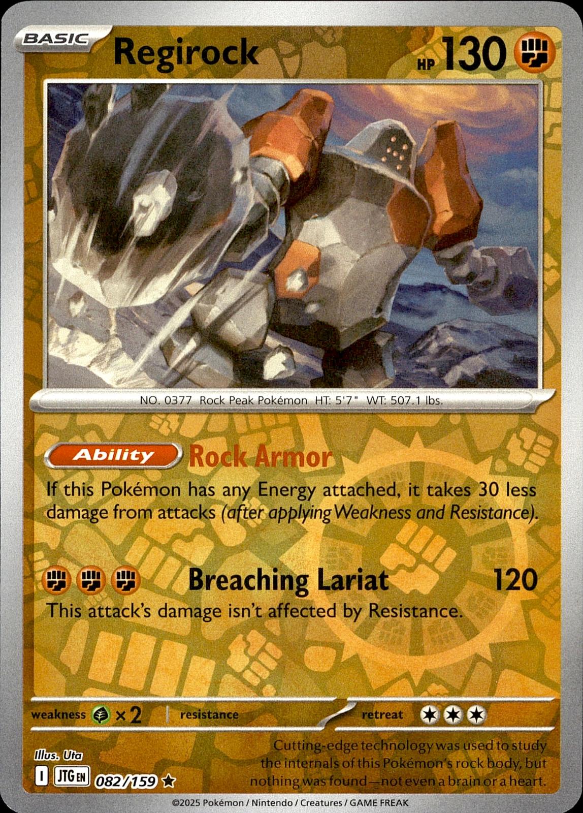 POKEMON REGIROCK 082 JOURNEY TOGETHER 159  REVERSE HOLO LP