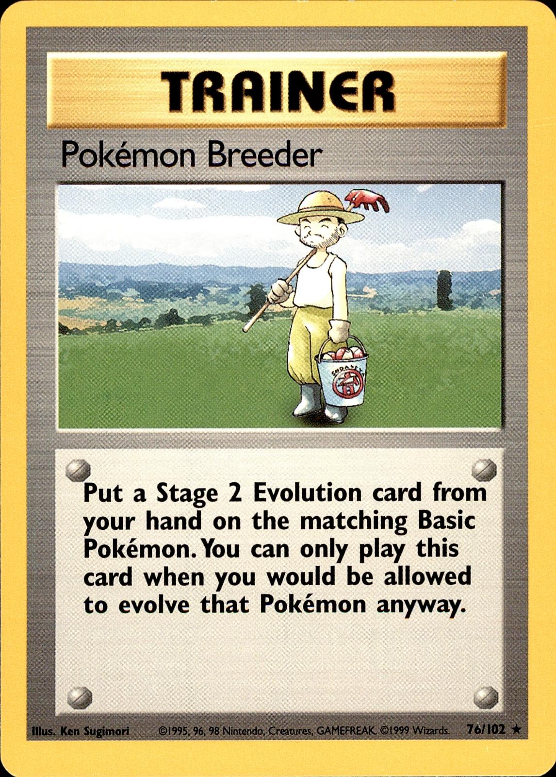 POKEMON POKEMON BREEDER 76 BASE SET Unlimited 102  LP