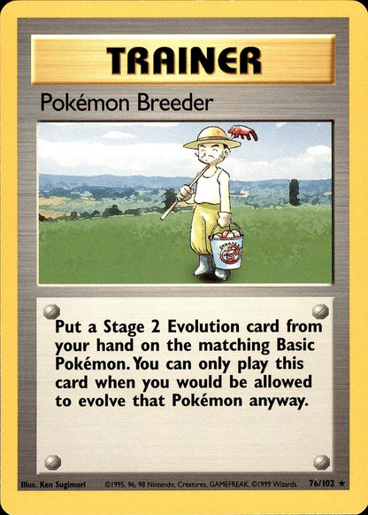 POKEMON POKEMON BREEDER 76 BASE SET Unlimited 102  LP