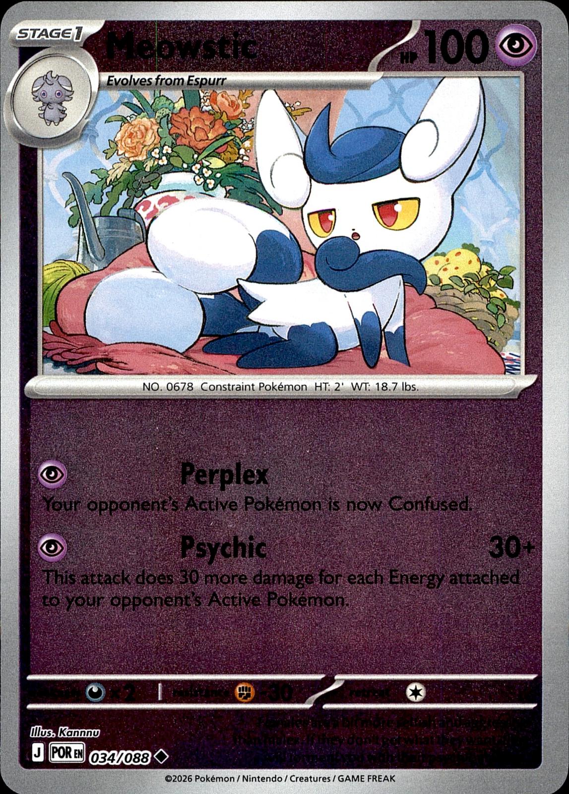 POKEMON MEOWSTIC 034/088 PERFECT ORDER  REVERSE HOLO LP