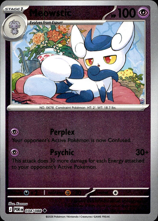 POKEMON MEOWSTIC 034/088 PERFECT ORDER  REVERSE HOLO LP
