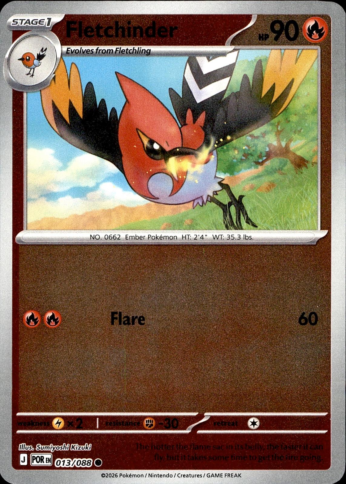 POKEMON FLETCHINDER 013/088 PERFECT ORDER  REVERSE HOLO LP