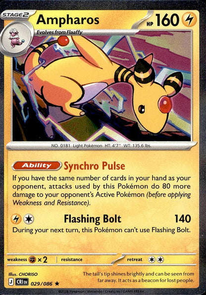 POKEMON AMPHAROS 029/086 CHAOS RISING  HOLO LP
