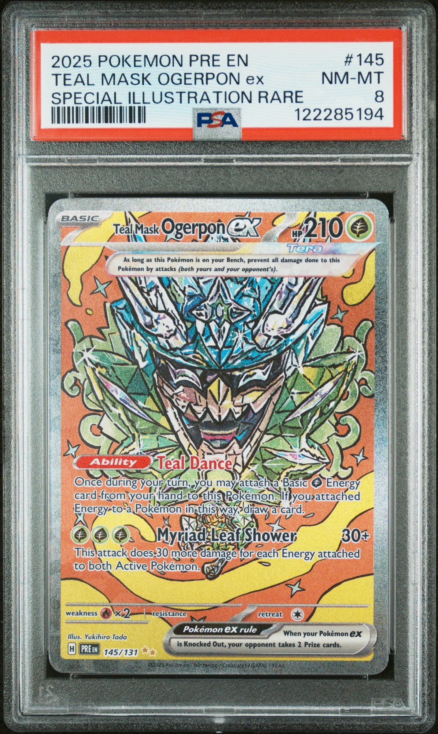 Teal Mask Ogerpon EX 145/108 Special Illustration  Pokemon PSA 8
