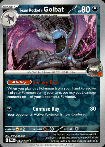 POKEMON TEAM ROCKET'S GOLBAT 121 DESTINED RIVALS 182  REVERSE HOLO LP