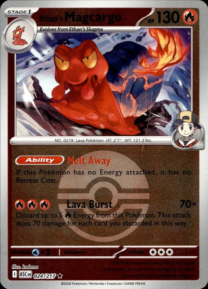 POKEMON ETHAN'S MAGCARGO (POKE BALL) 024/217 ASCENDED HEROES REVERSE HOLO LP