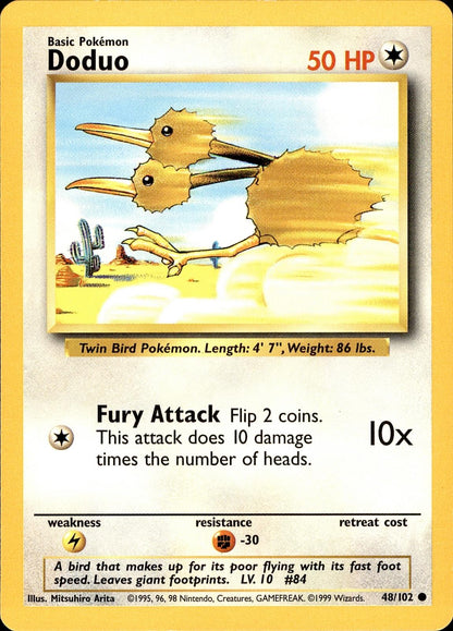 POKEMON DODUO 48 BASE SET Unlimited 102  LP