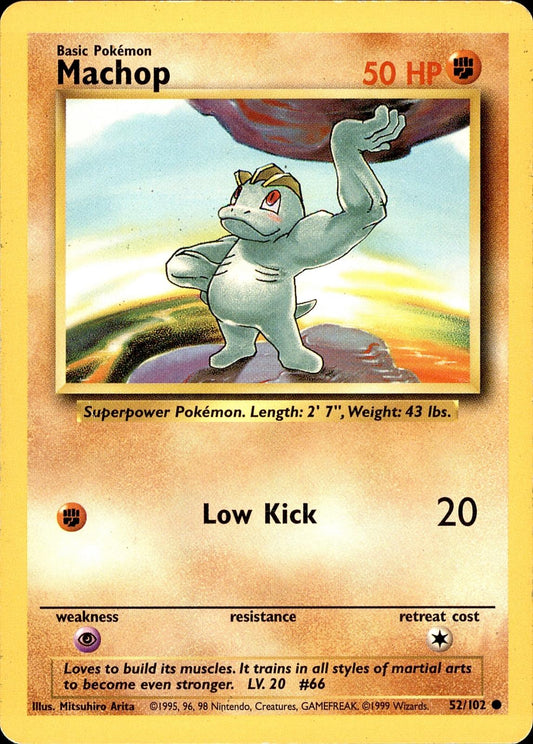 POKEMON MACHOP 52 BASE SET Unlimited 102  LP