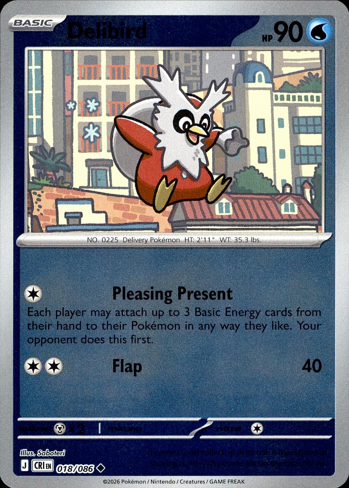 POKEMON DELIBIRD 018/086 CHAOS RISING  REVERSE HOLO LP