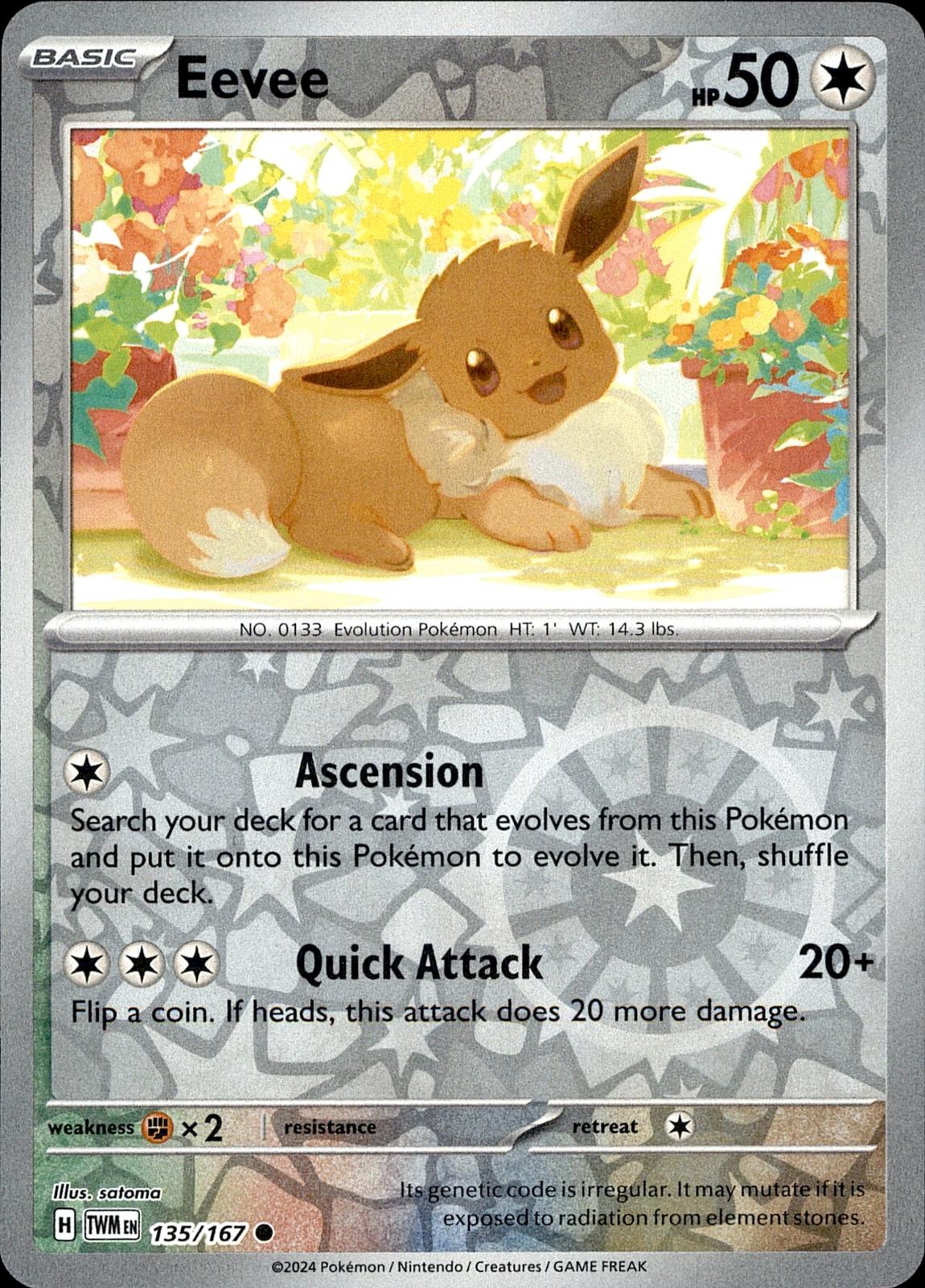 POKEMON EEVEE 135 TWILIGHT MASQUERADE 167  REVERSE HOLO LP