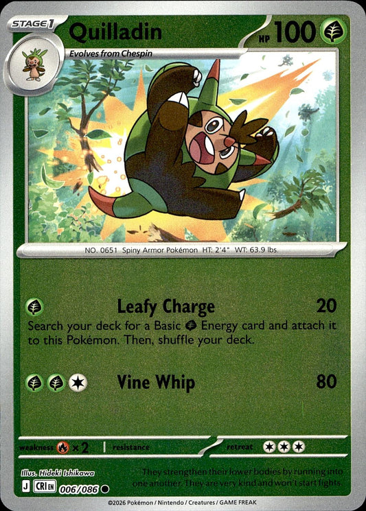 POKEMON QUILLADIN 006/086 CHAOS RISING  REVERSE HOLO LP