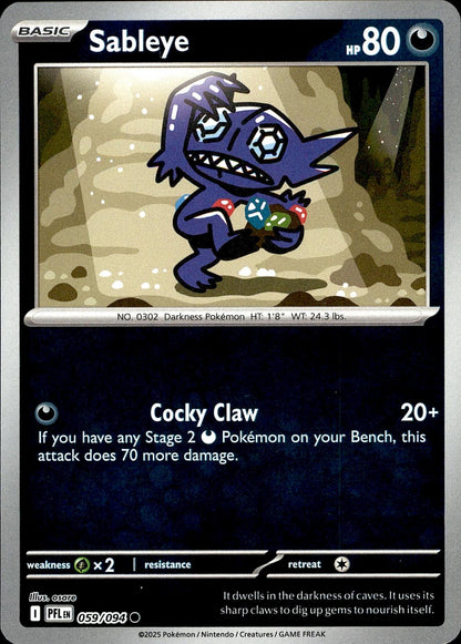 POKEMON SABLEYE 059 PHANTASMAL FLAMES 094  REVERSE HOLO LP