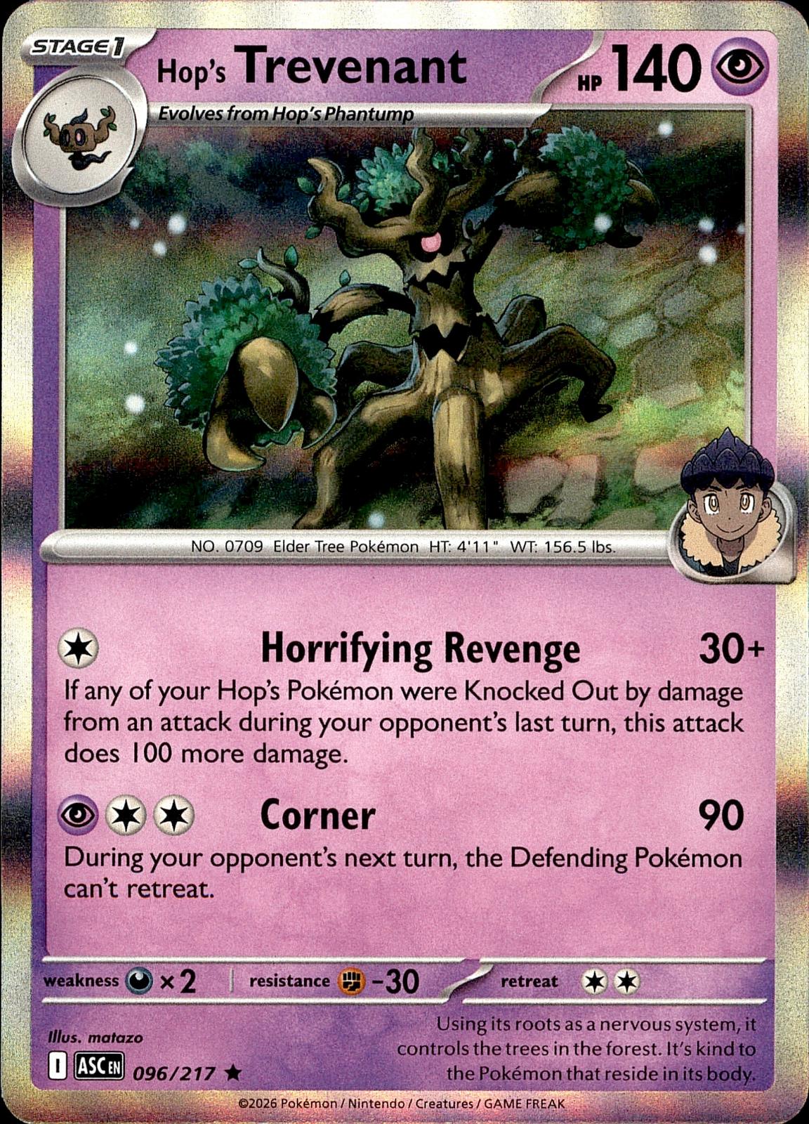 POKEMON HOP'S TREVENANT 096/217 ASCENDED HEROES  HOLO LP