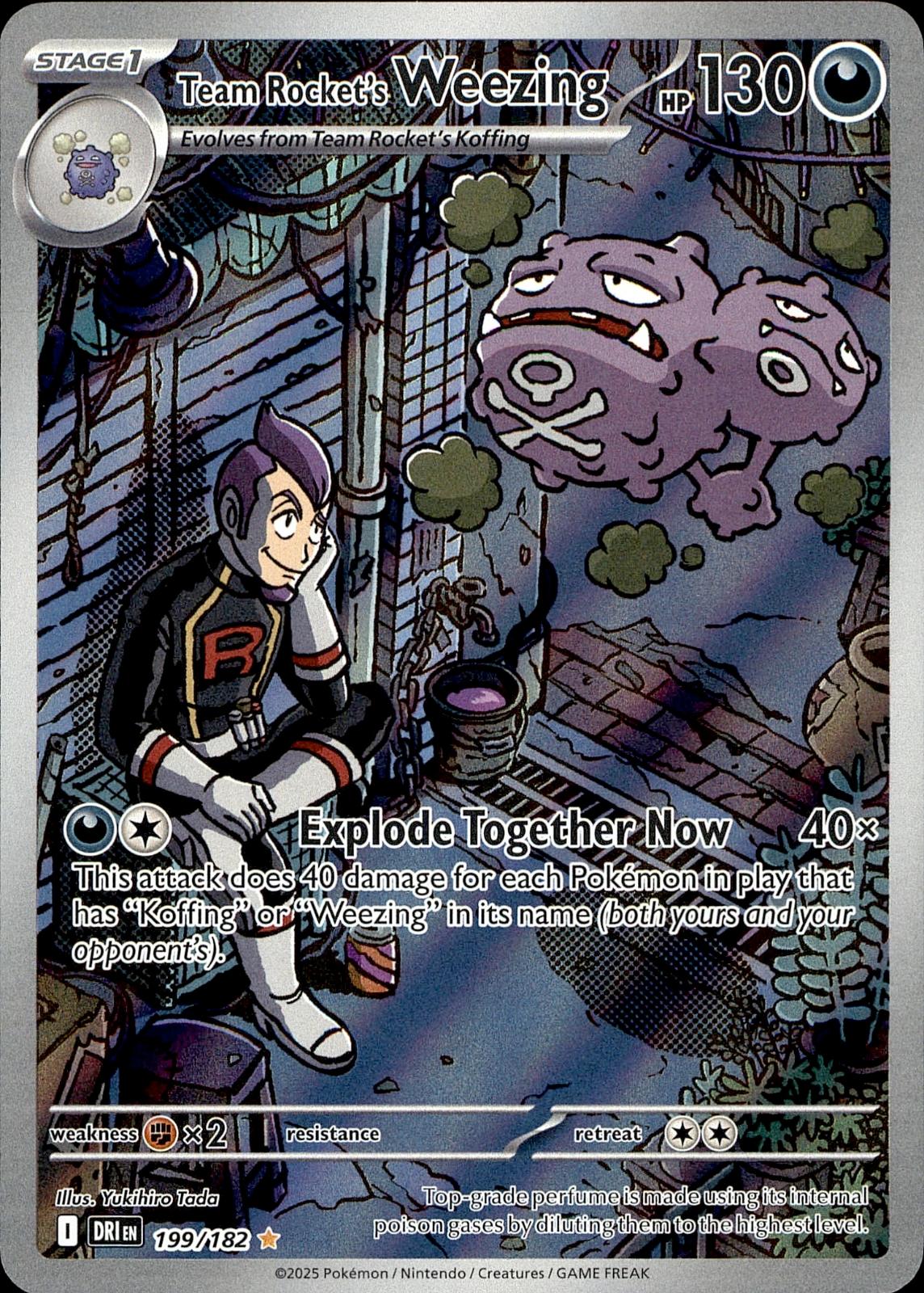 POKEMON TEAM ROCKET'S WEEZING 199 DESTINED RIVALS 182 ILLUSTRATION  HOLO LP