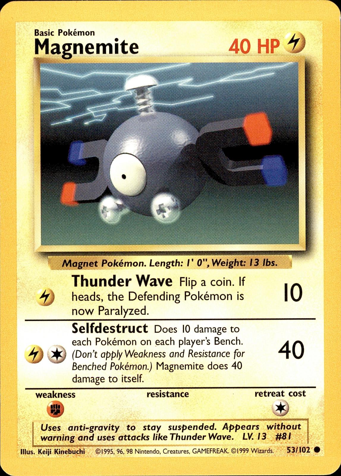 POKEMON MAGNEMITE 53 BASE SET Unlimited 102  LP