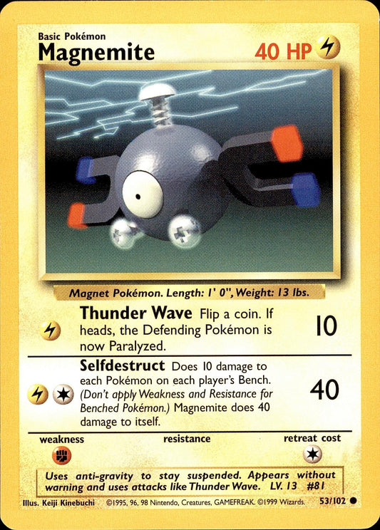 POKEMON MAGNEMITE 53 BASE SET Unlimited 102  LP
