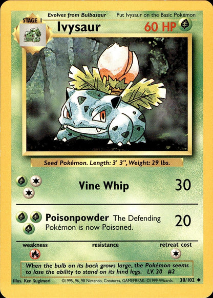 POKEMON IVYSAUR 30 BASE SET Unlimited 102  LP