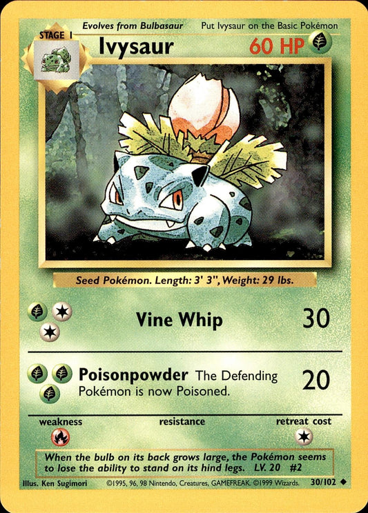POKEMON IVYSAUR 30 BASE SET Unlimited 102  LP