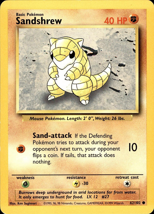 POKEMON SANDSHREW 62 BASE SET Unlimited 102  LP