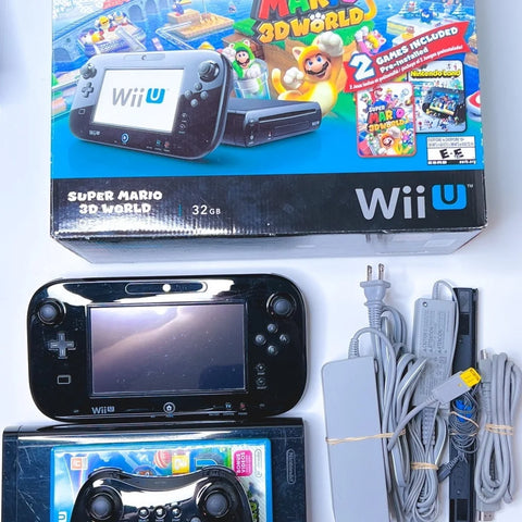 Nintendo Wii U Mario 3D World Deluxe Set 32GB Black Handheld System Complete